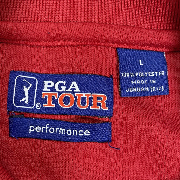 PGA Tour Performance Red Polo Shirt Mens Size Large Stretch‎ Golf - Picture 3 of 6